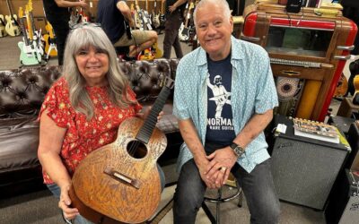 With Merlene Travis at Norman’s Rare Guitars